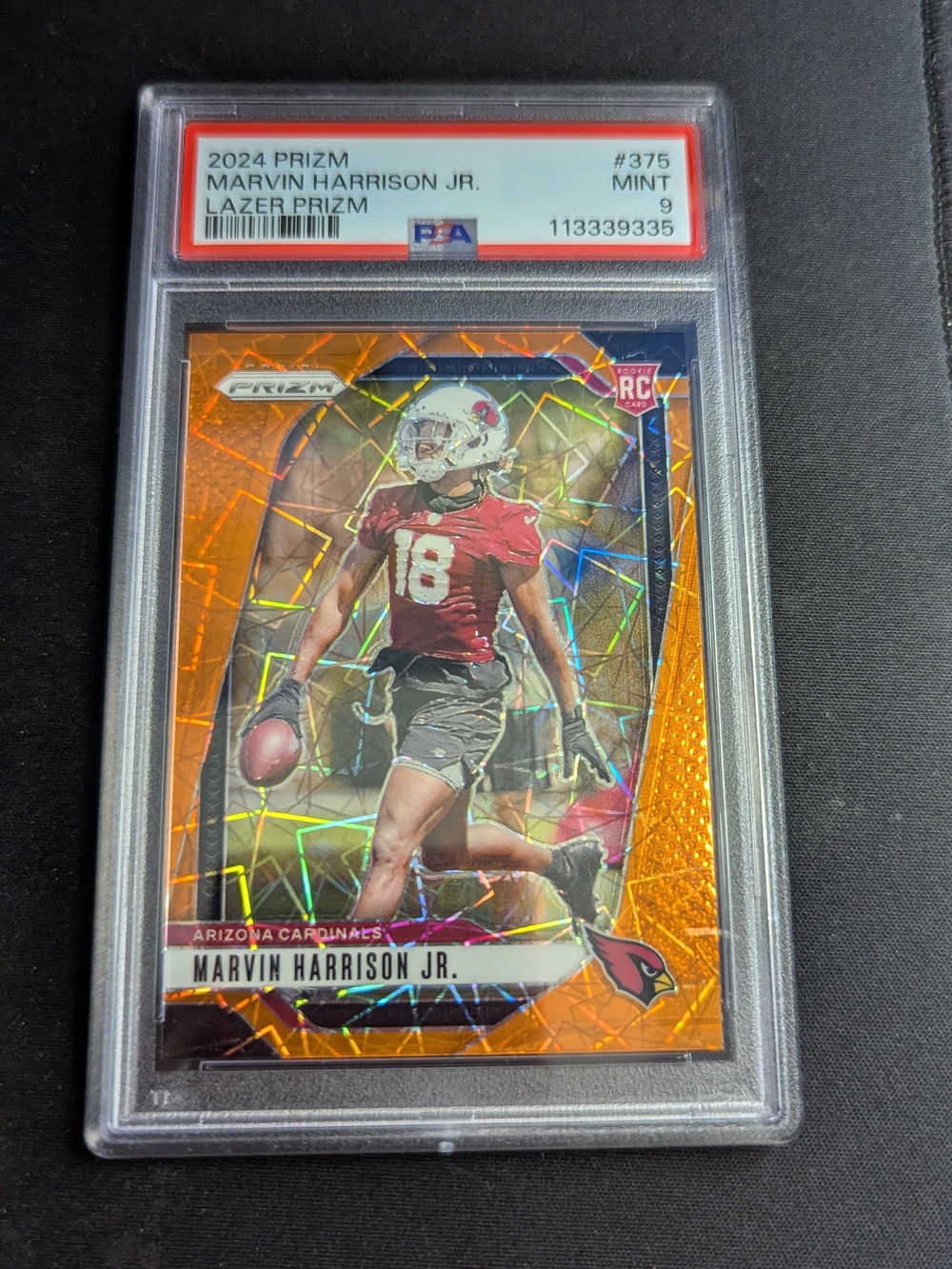 2024 Panini Prizm Marvin Harrison Jr. Orange Lazer Prizm #375 PSA 9 MINT